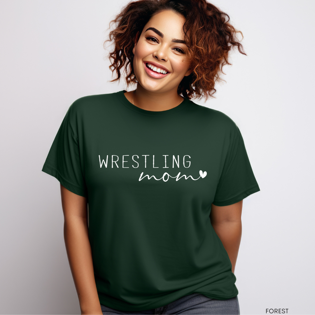 WRESTLING MAMA w/ heart: Unisex HOODED SWEATSHIRT (your choice of school color)