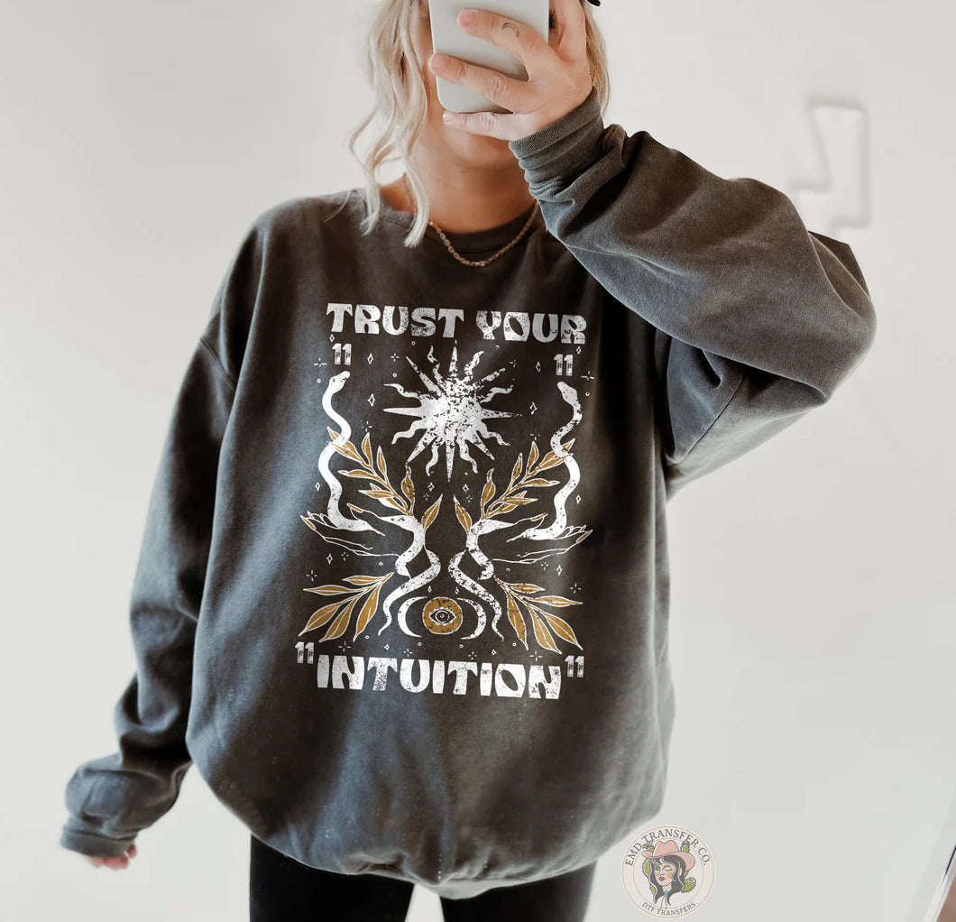 TRUST YOUR INTUITION: Lightweight Unisex Crewneck Sweatshirt in Pepper