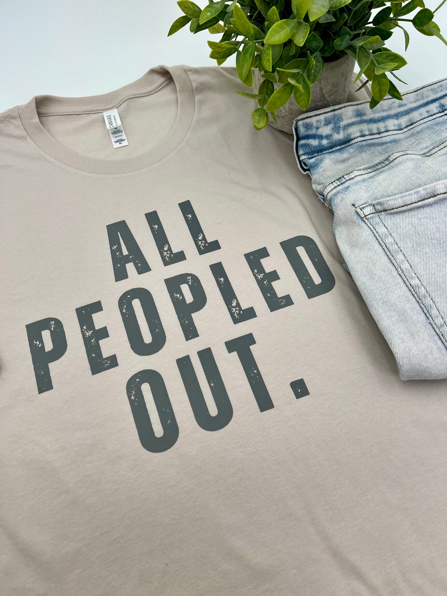 ALL PEOPLED OUT. Unisex shirt in HEATHER DUST